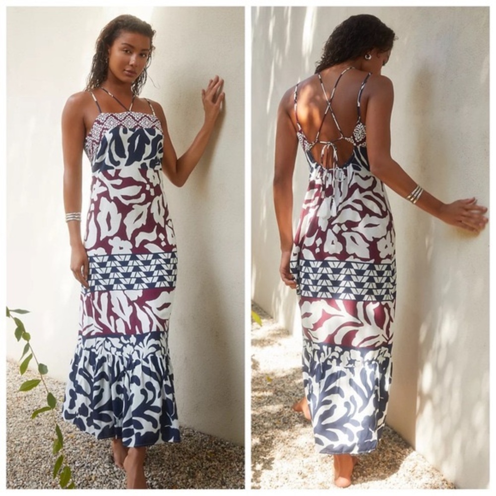 Anthropologie Maroon and Navy Maxi